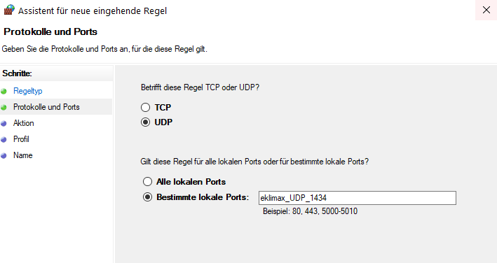 UDP-Port 1434 für den SQL Server-Browser UDP-Port 1434 für den SQL Server-Browser