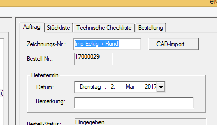 Wiederimport über den Button CAD-Import Wiederimport über den Button CAD-Import